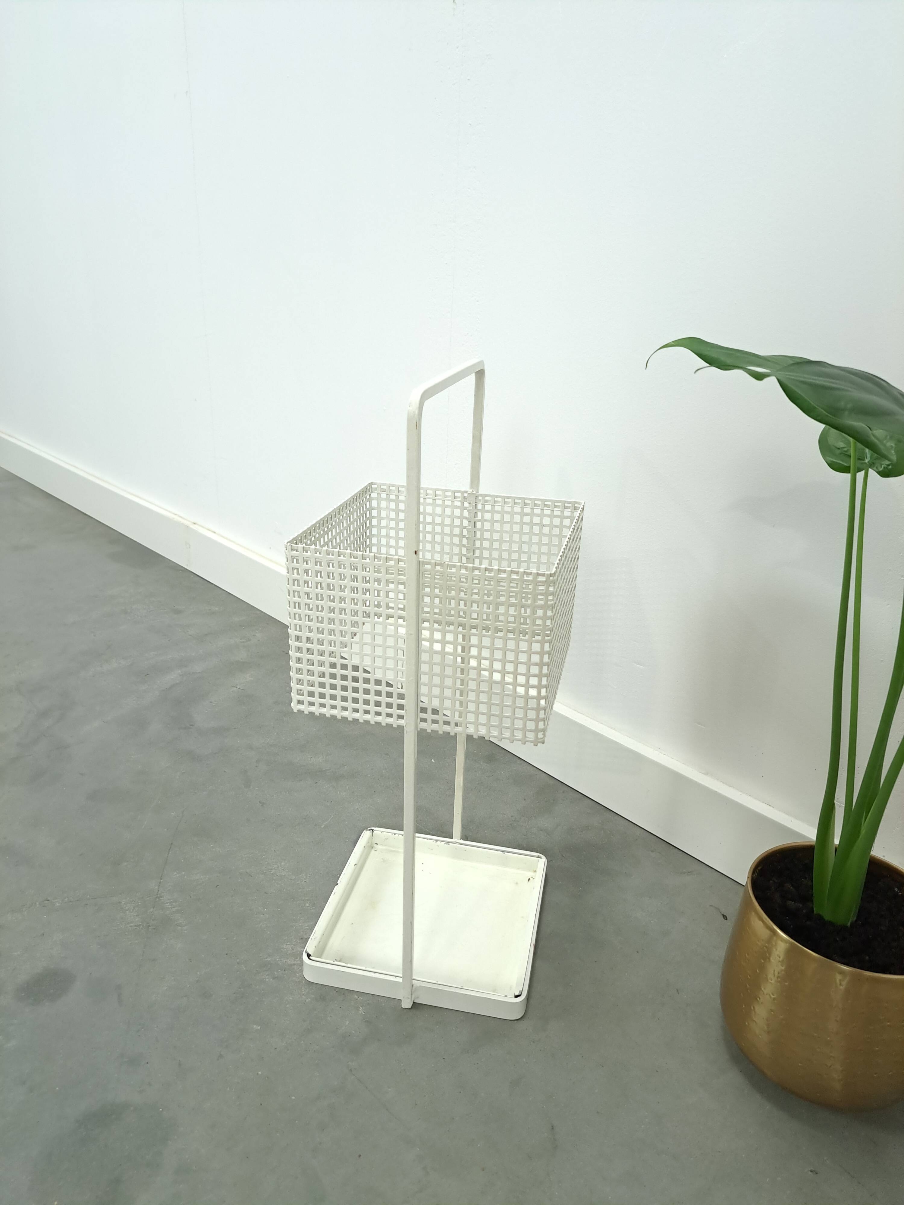 White metal vintage umbrella holder, umbrella stand