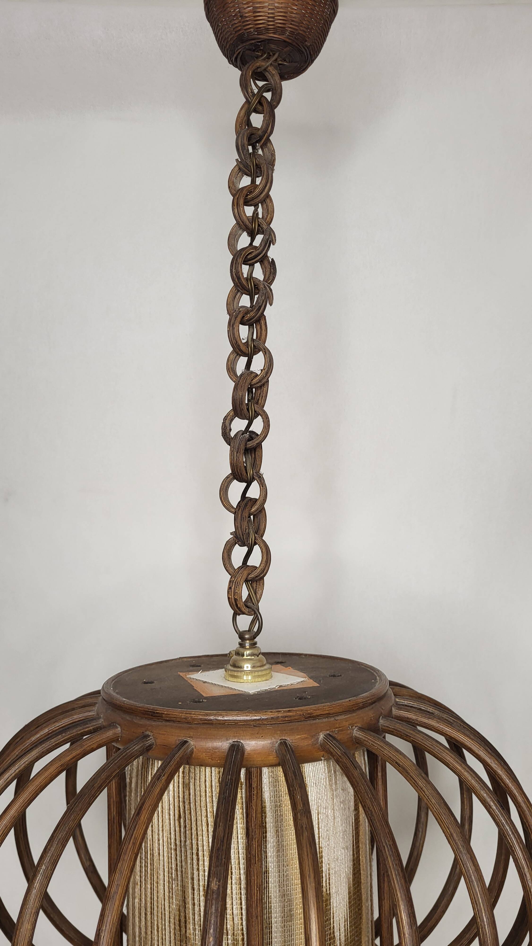 Rattan pendant lamp 1970s