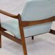 Fauteuil vintage GFM-142 1960 Edmund Homa entièrement restauré tissu bleu aspect velouté