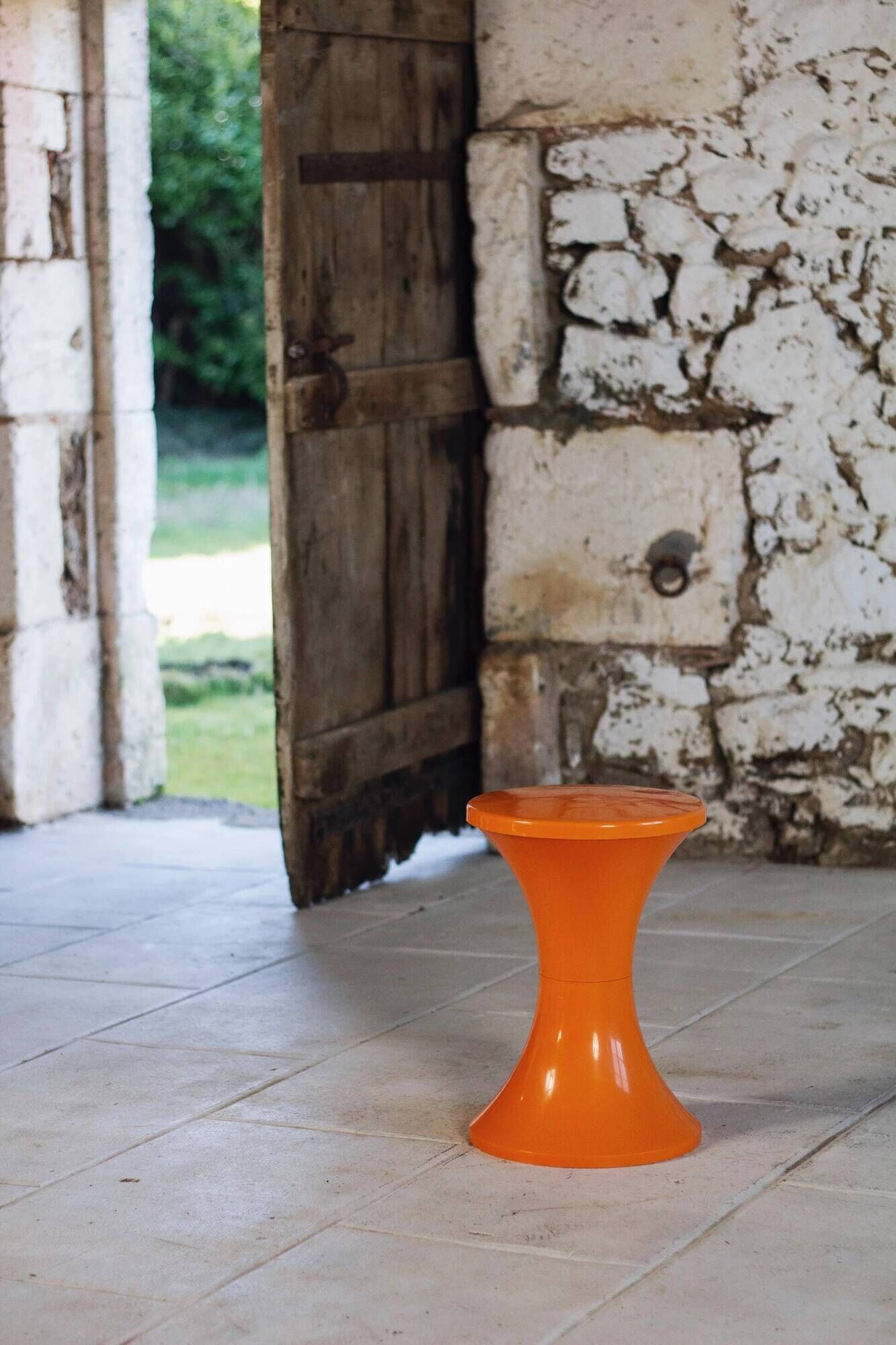 Set of 3 Tam Tam stools in orange by Henri Massonnet for Stamp, 1970.