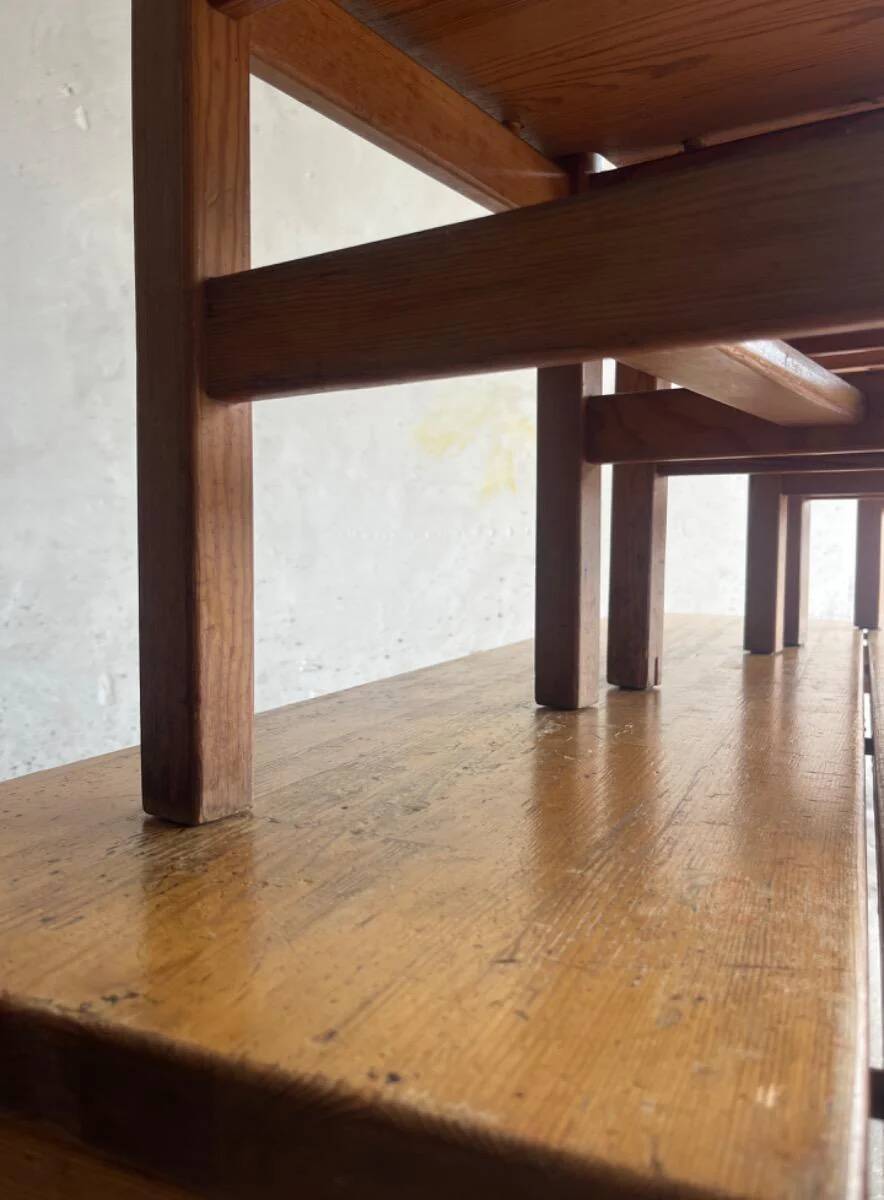 Set of 6 vintage pine dining chairs by Ilmari Tapiovaara — honey-brown solid wood, 1960s