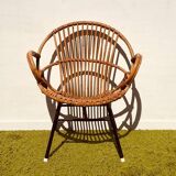 Pair of lounge rattan armchairs by D. Van Sliedregt / R. Noordwolde. Vintage