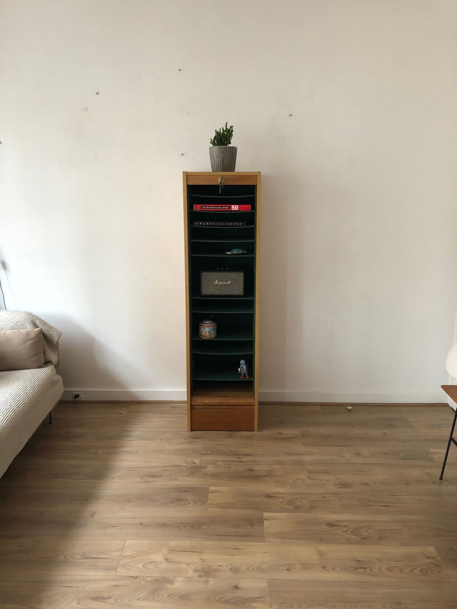 Classeur à rideau vintage en bois année 50/60