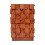 Brutalist Oak Wood Chest of Drawers with Sculptural Fronts, Italian Handcrafted