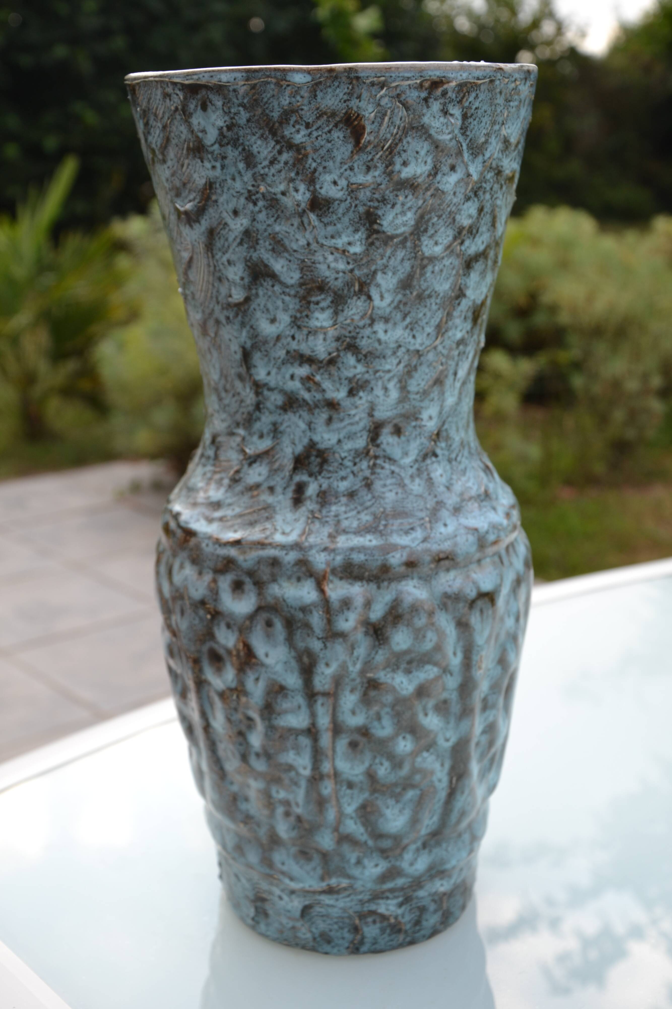 Large Vallauris vase "sea foam" H 41.5 cm