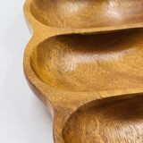 Segmented wooden plateau carved from exotic wood, Asia, 1970s.