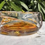 Magnificent Vintage Bohemian Ashtray in Cut Crystal of Yellow Orange