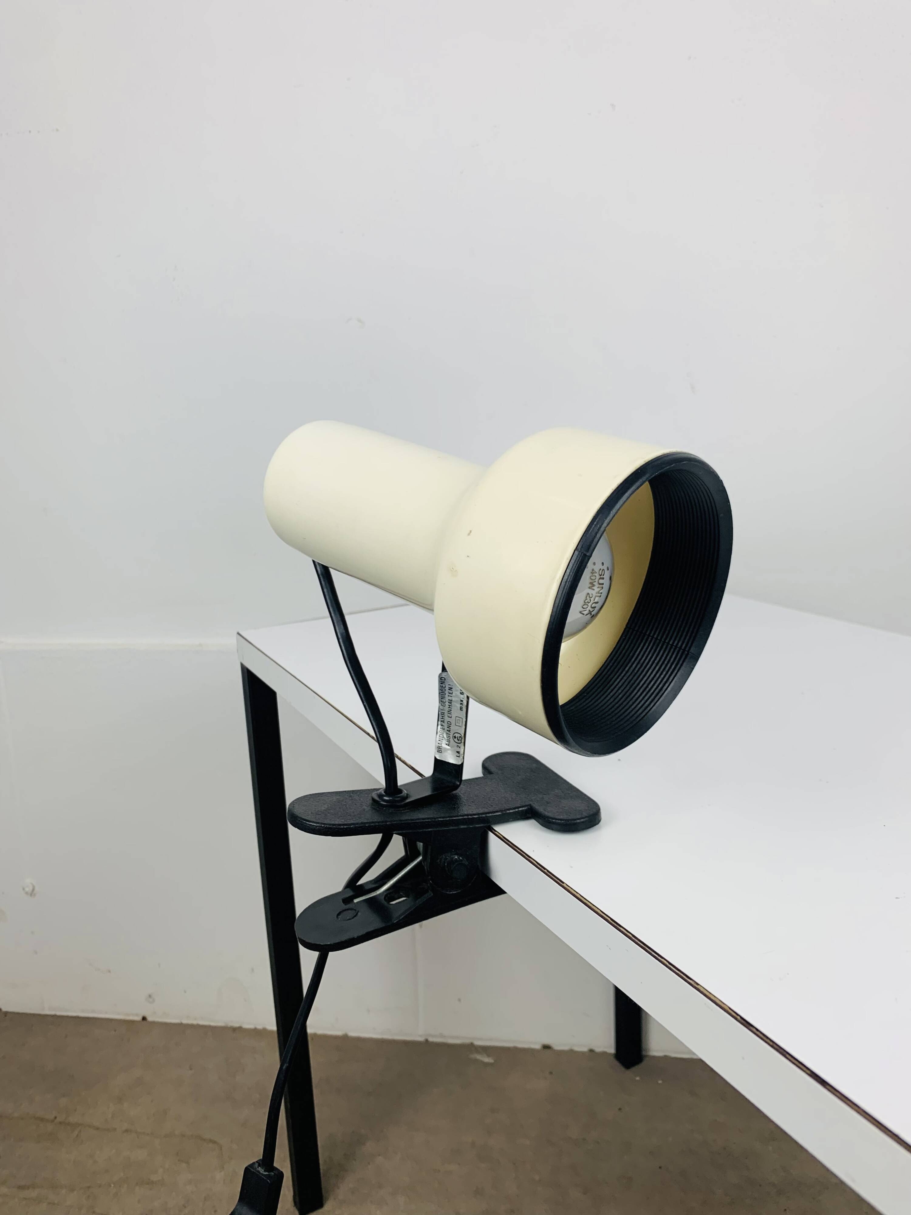 White metal clamp spotlight, vintage