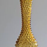 Amber yellow glass vase. d'Empoli diamond points - Year 1950 - Italy