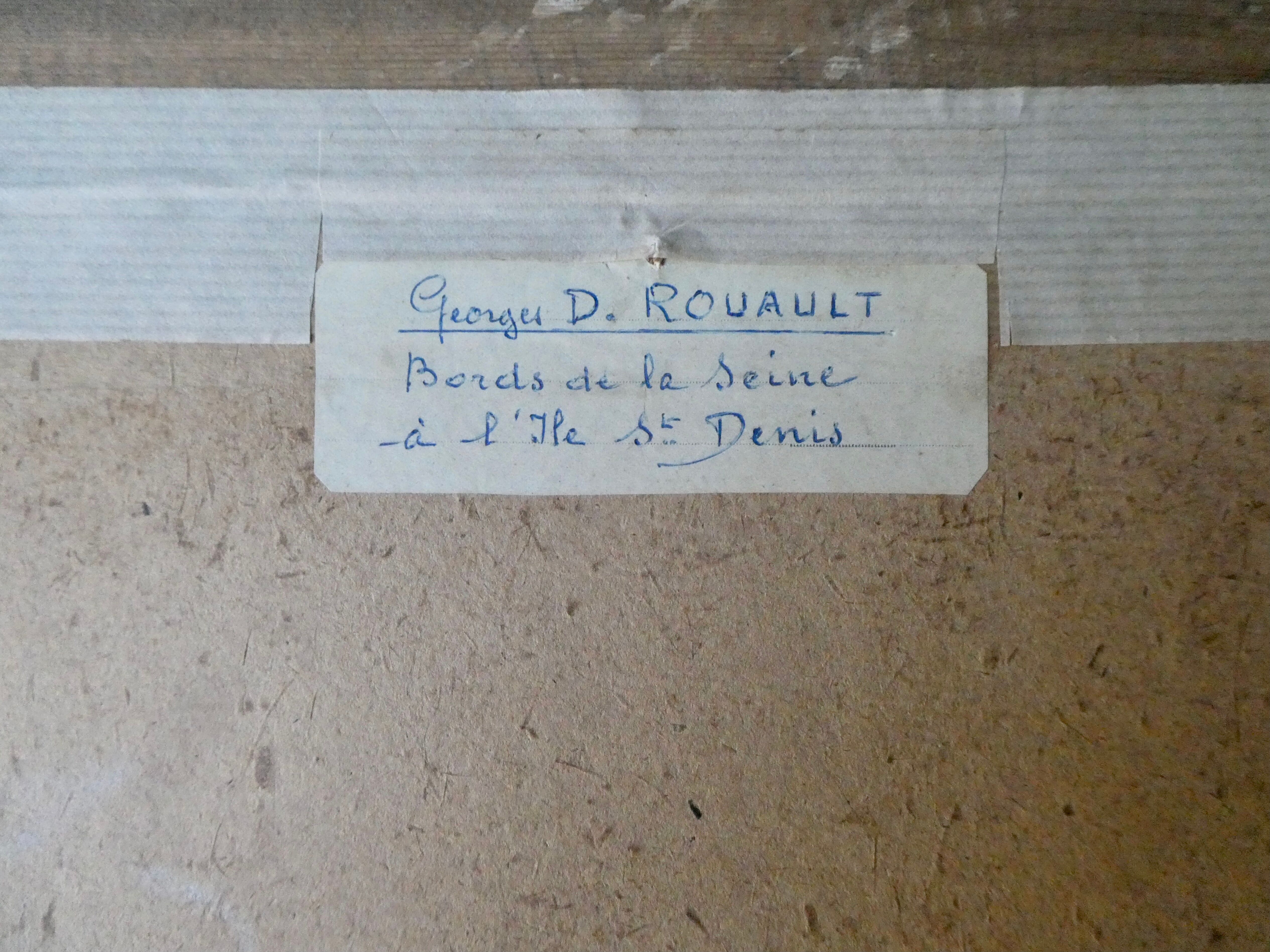 Watercolor painting of Ile Saint Denis, banks of the Seine, signed