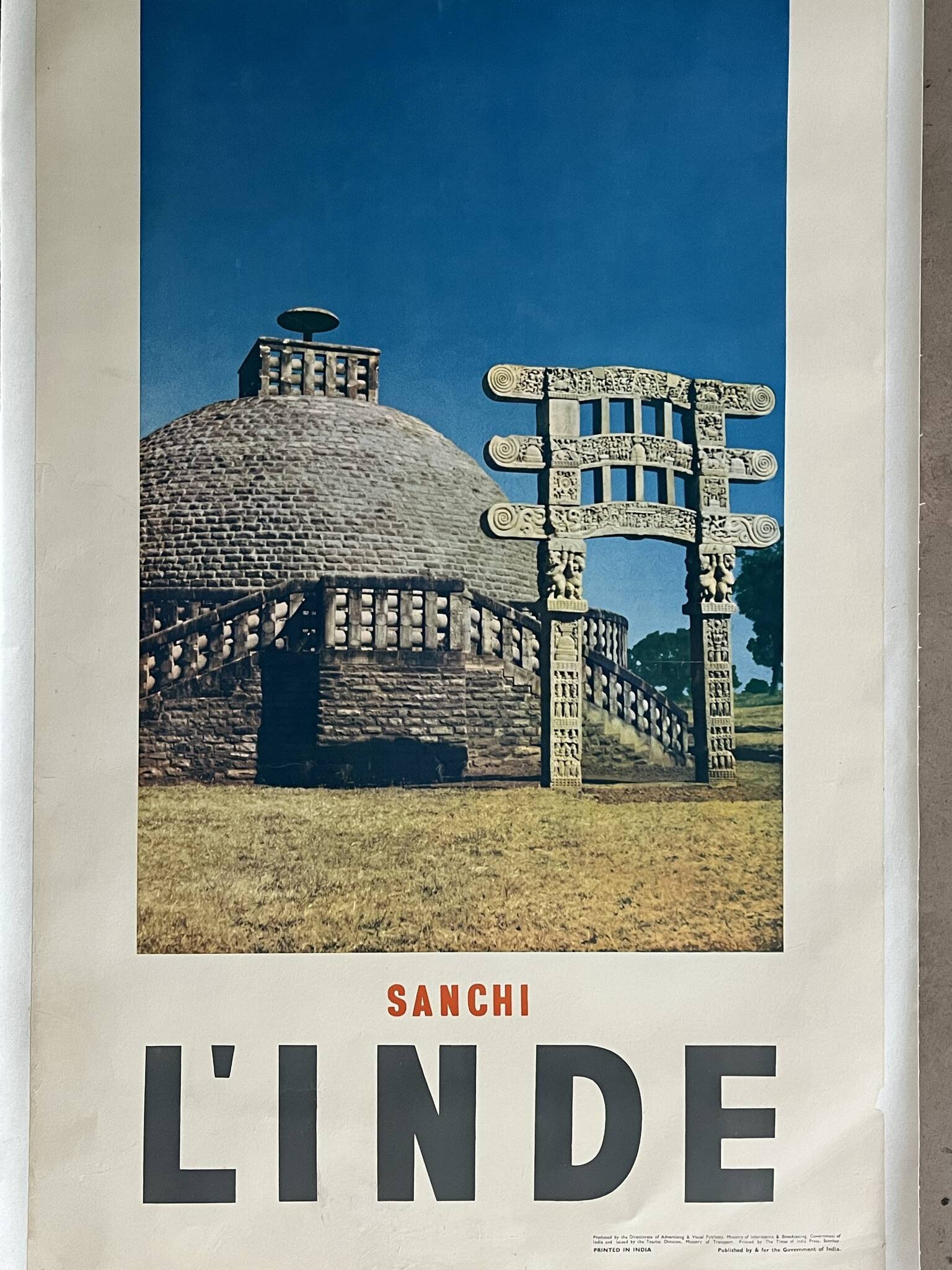 Sanchi INDIA canvas advertising poster circa 1960