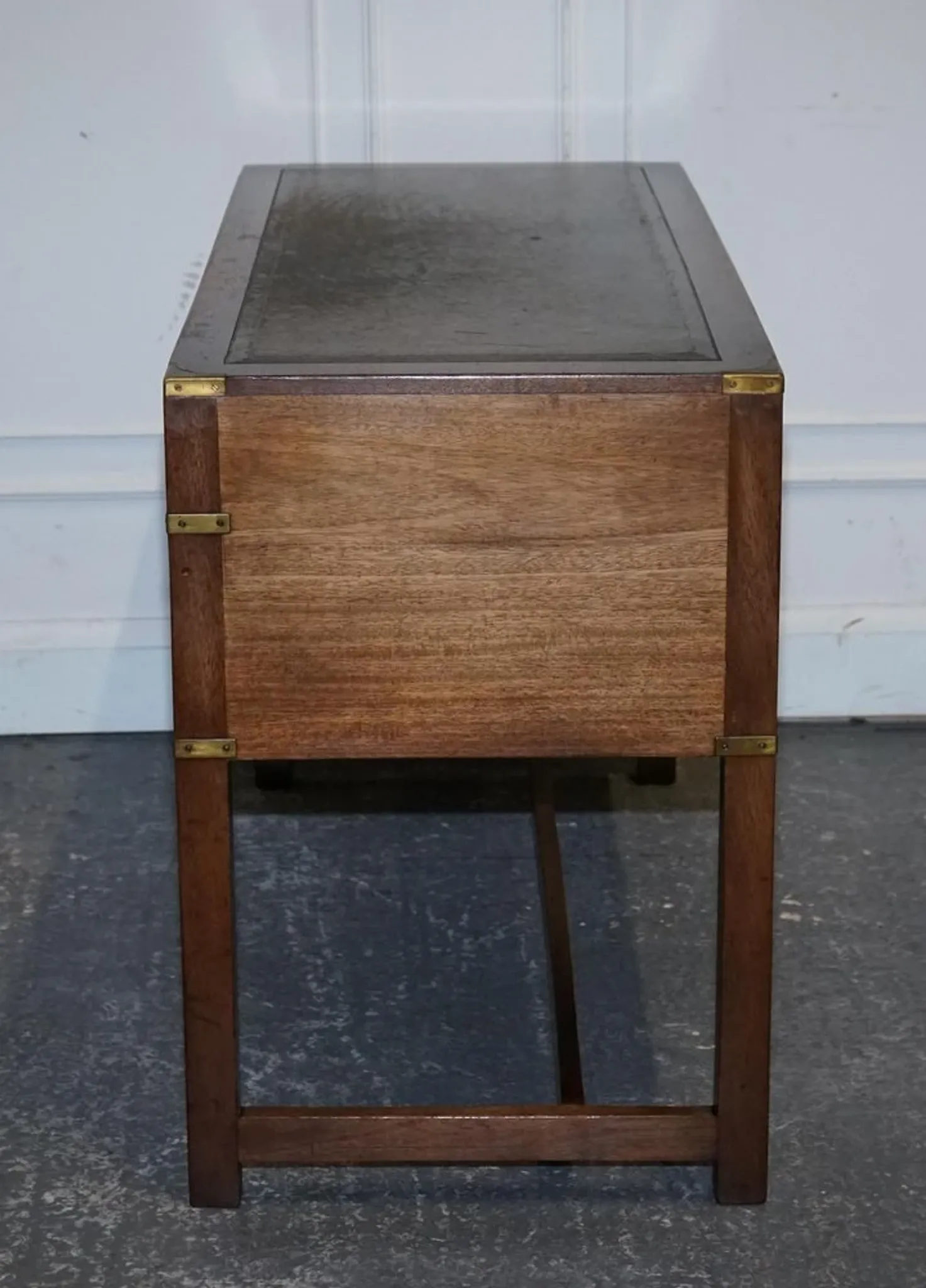 Vintage Military Campaign Desk with Leather Top from Harrods London