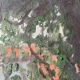 Art brut painting view of a garden 70s vintage