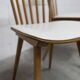 Pair of Baumann Menuet chairs, Honey patina, White vinyl seats
