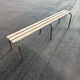 Large vintage school bench from the 1950s, made of wood and metal