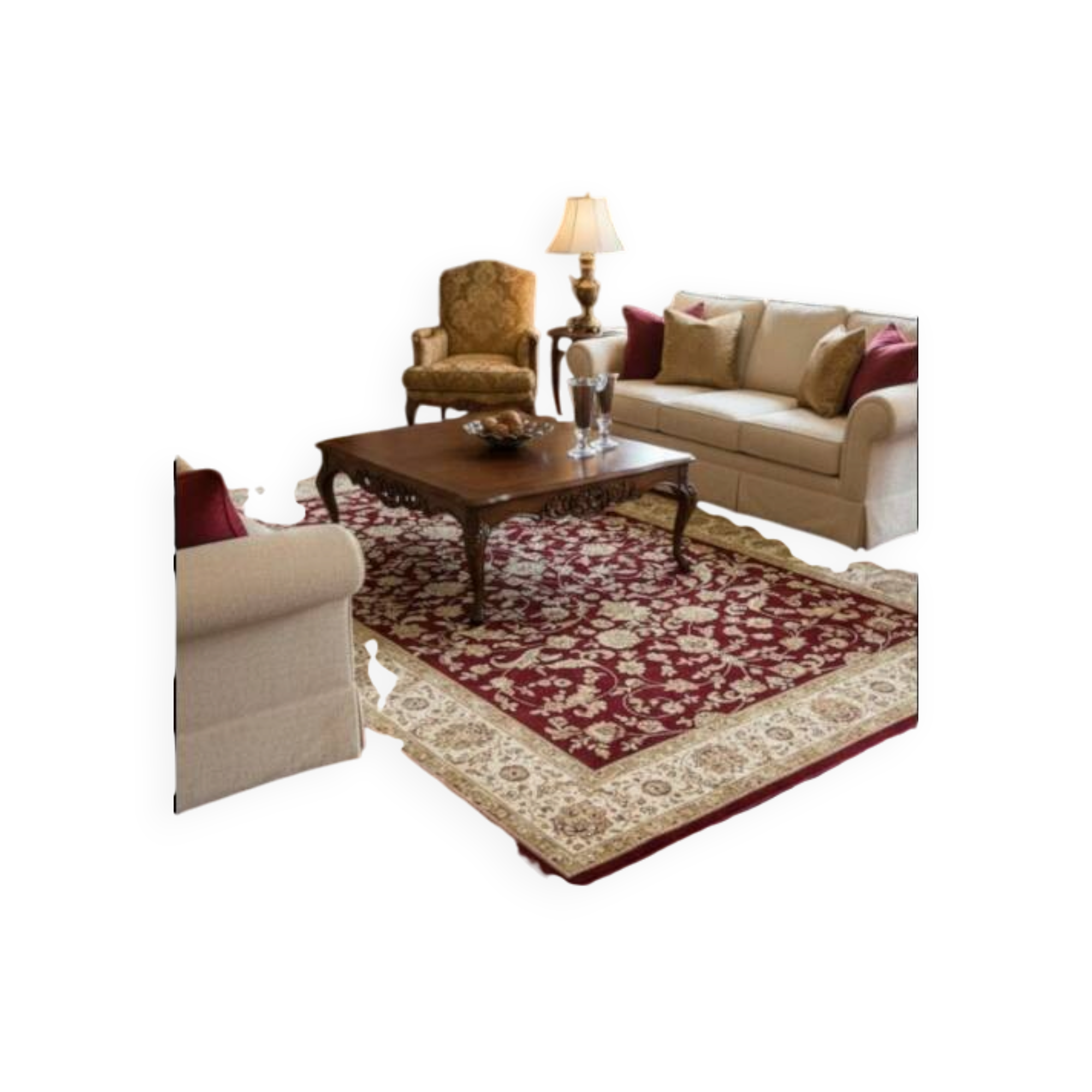 Classic Oriental Carpet Bordeaux & Gold Beige – Élégana red floral pattern