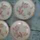 7 gien pink cactus model 6 plates - 1 hollow old