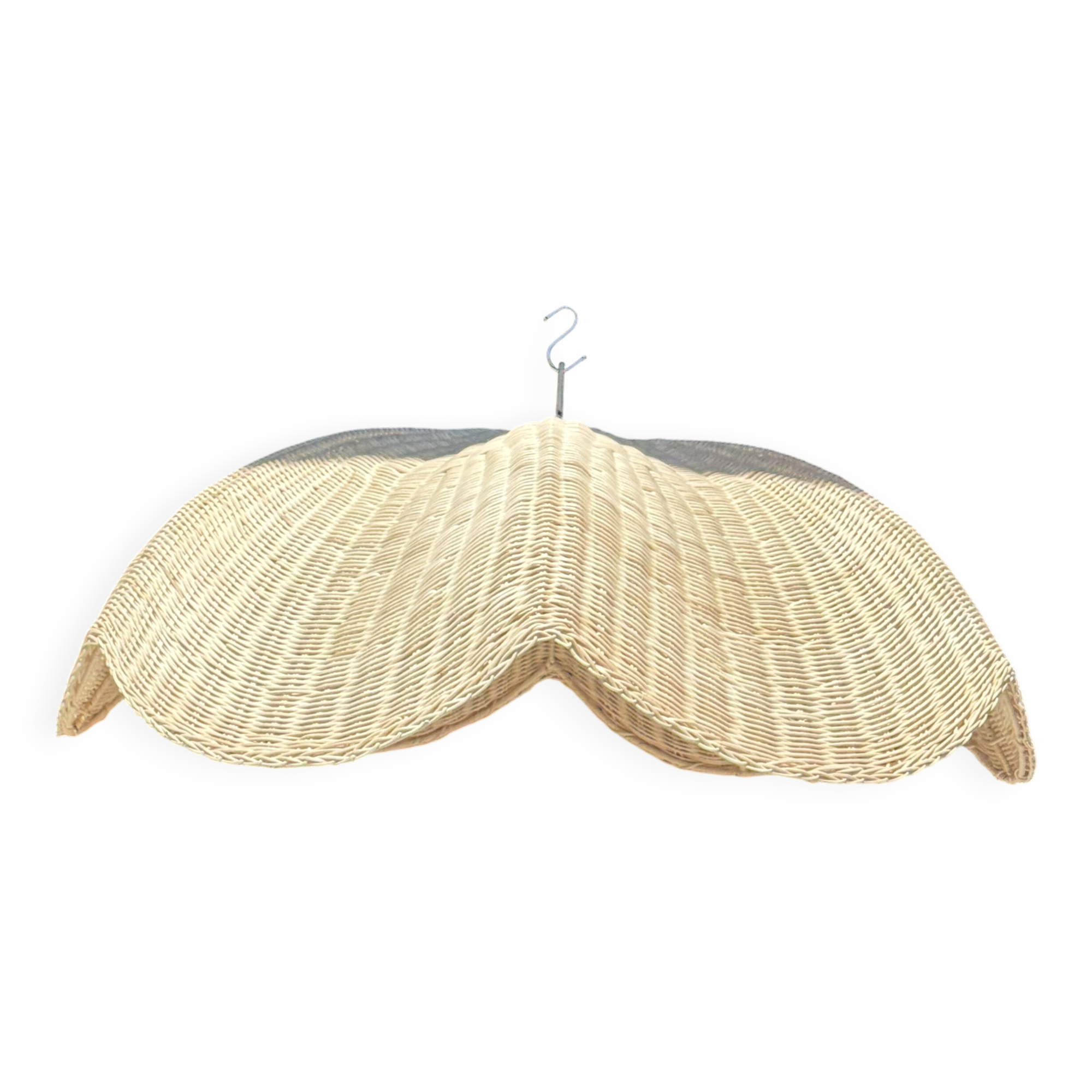 Large suspension or lampshade in flat woven tulip flower rattan H35 D