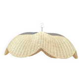 Grande suspension ou abat-jour en rotin de fleur tulipe plate tressée H35 D