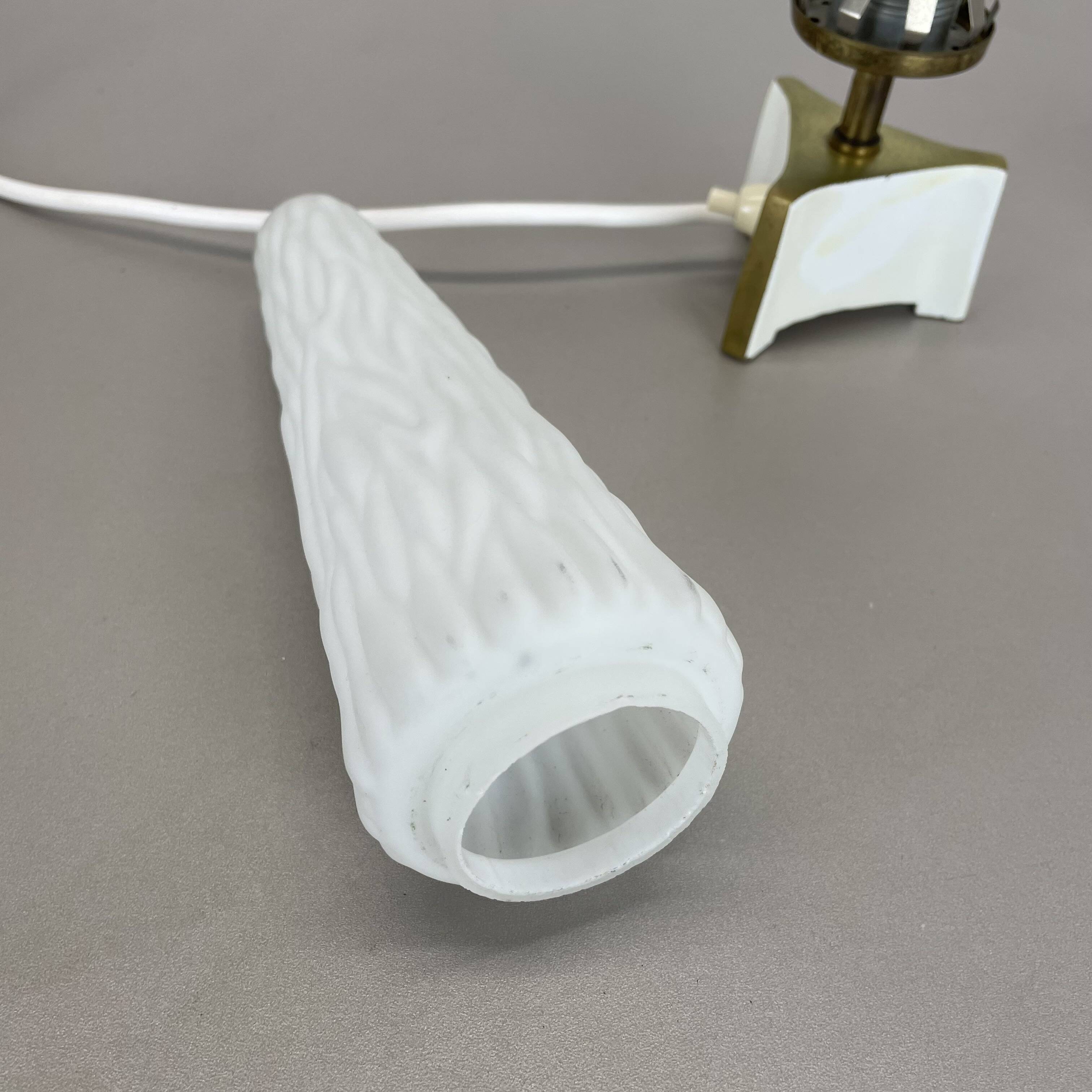 Set of 2 "cone" glass and brass table light, italy 1950s