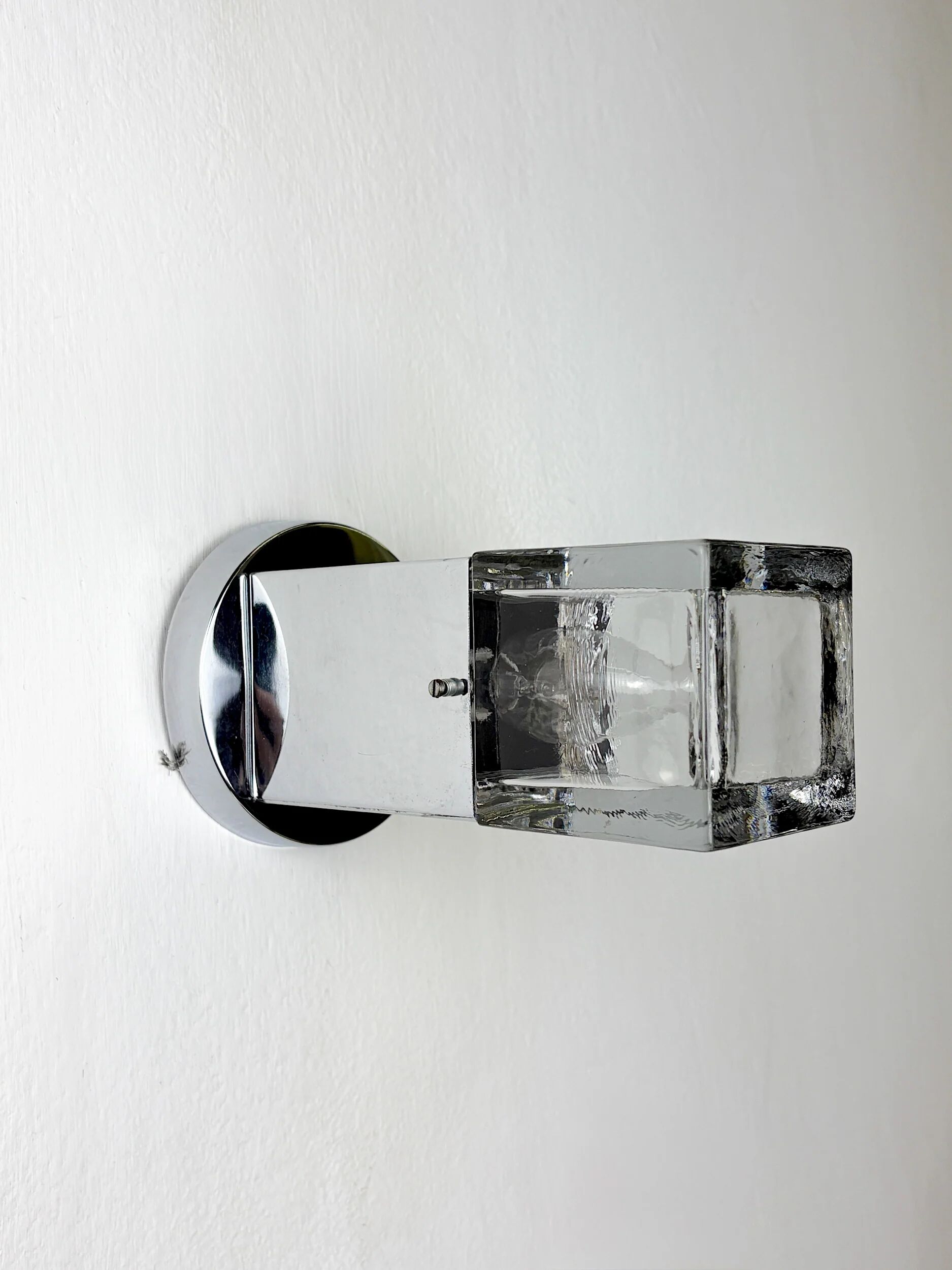 Paire de appliques murales Cubique Sciolari – chrome et verre de Murano, Italie années 1970