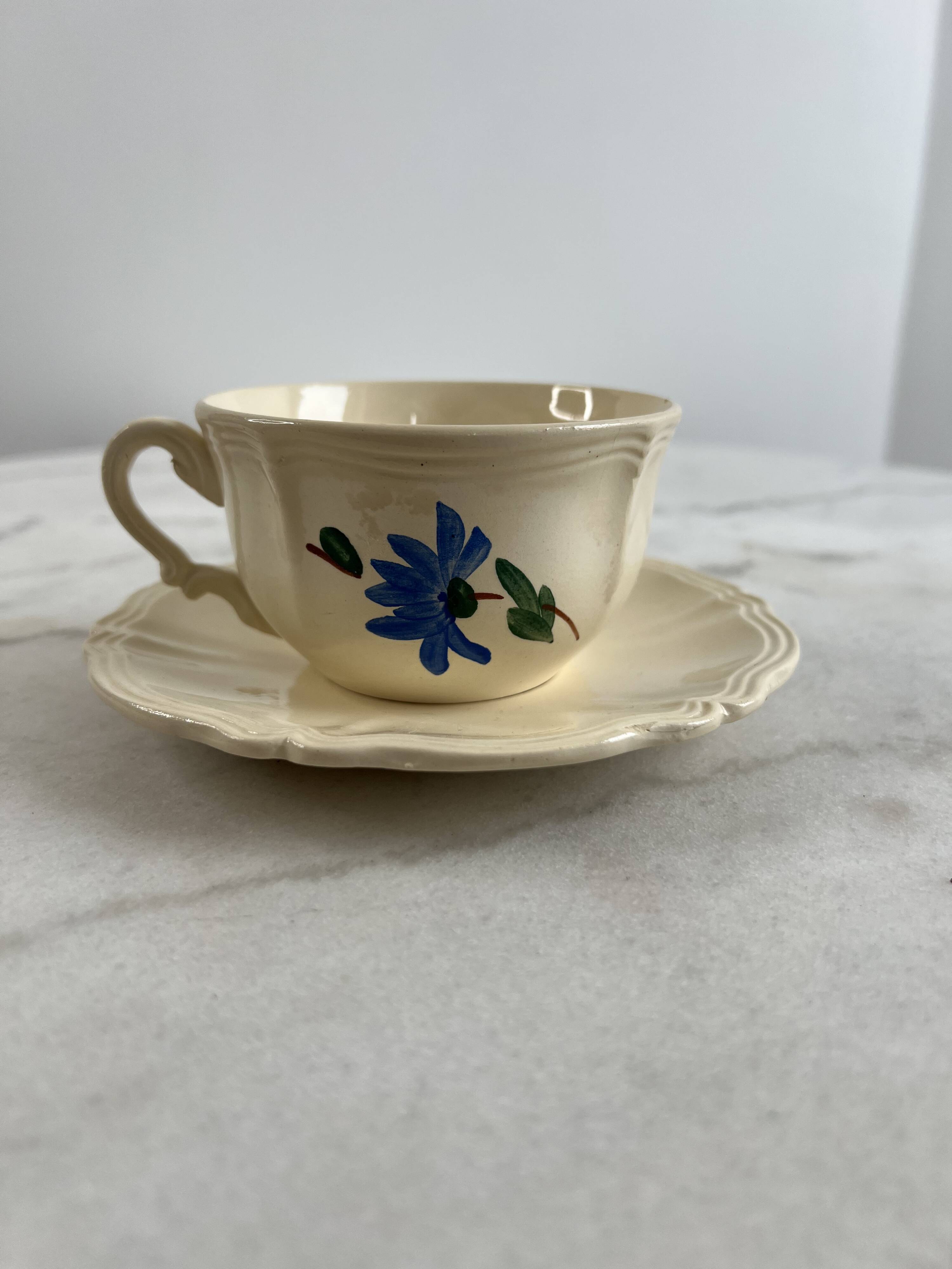 Iron earth tea cup Sarreguemines and Digoin