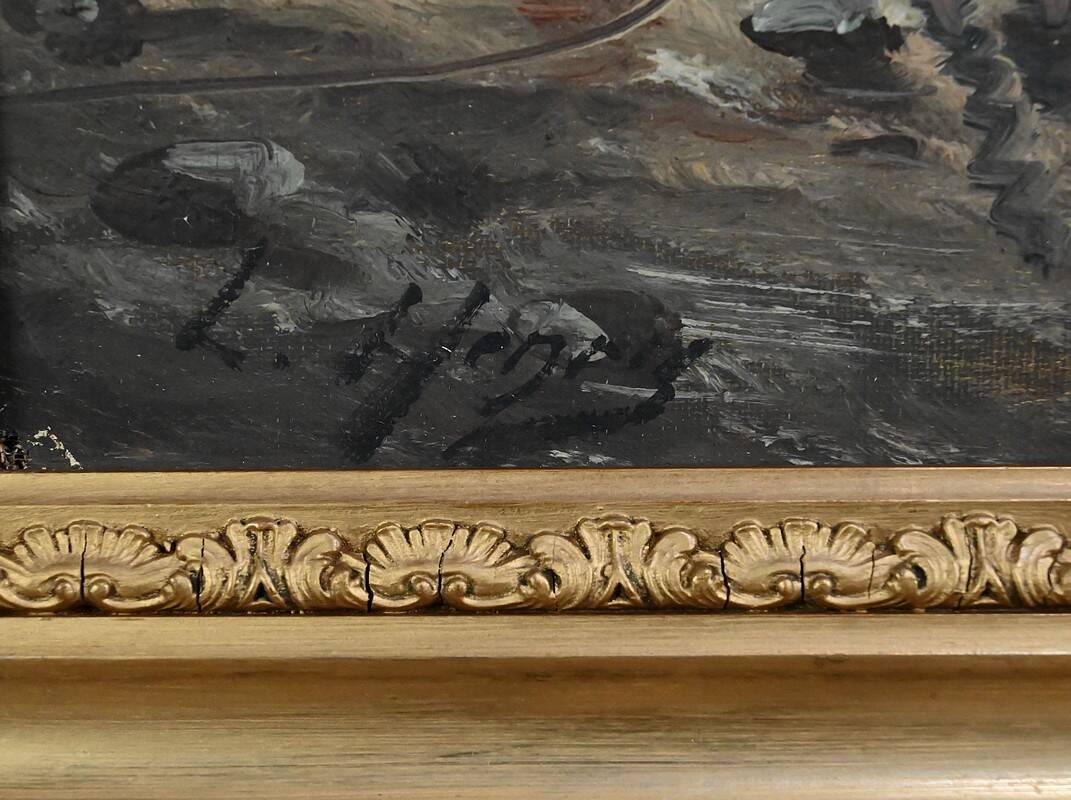 Tableau "Fishing Memory" signed L. Henry – late 19th century