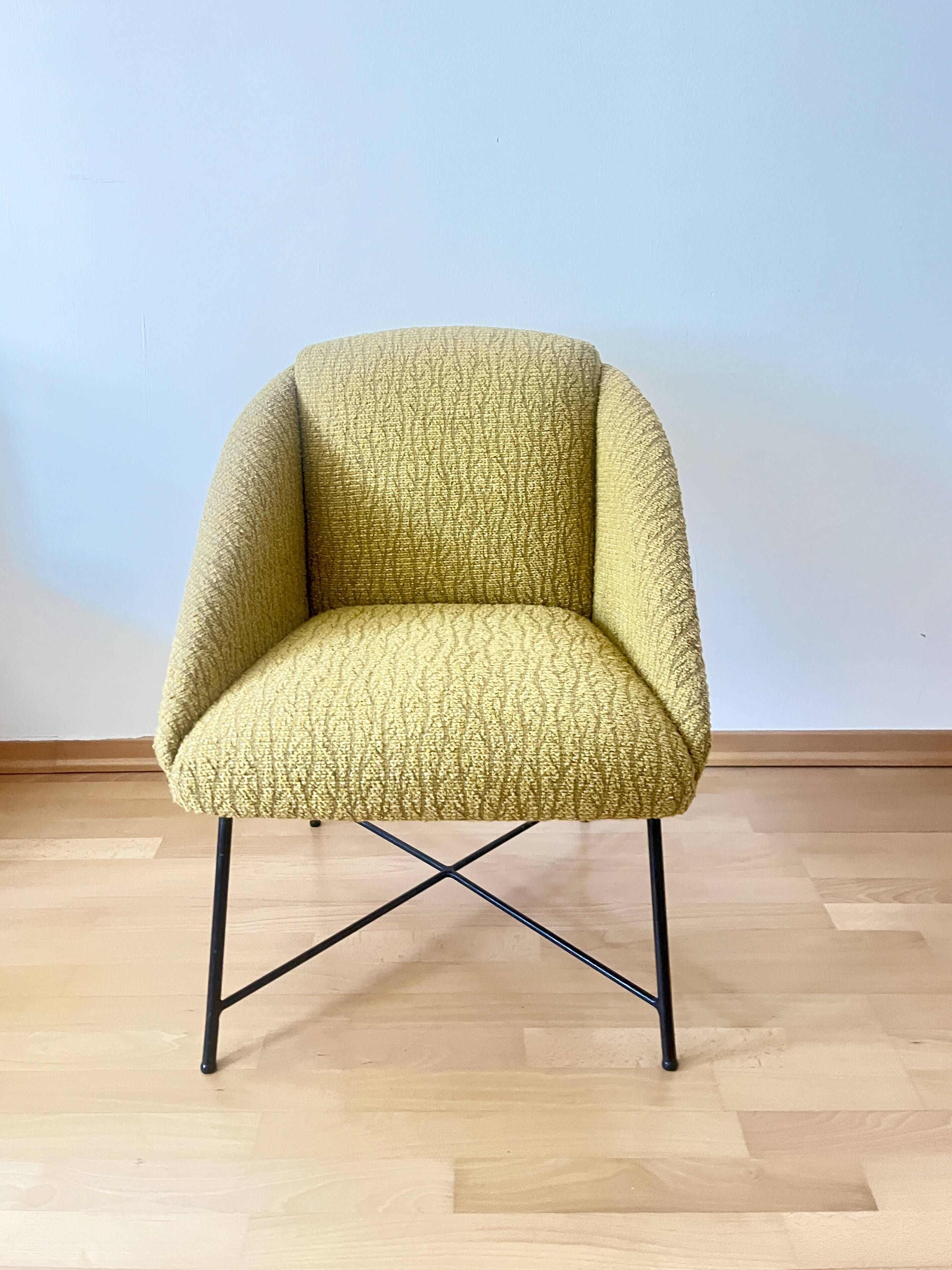 Mid Century Modern Lounge Chair 1950s Scandinavian Armchair Mustard Yellow