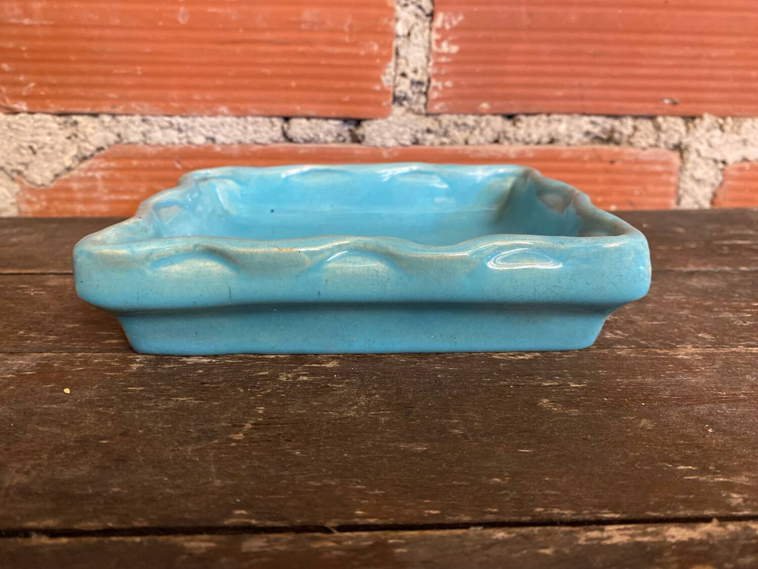 Old Poche D YRONDY Turquoise Blue Ceramic Made In France Wine