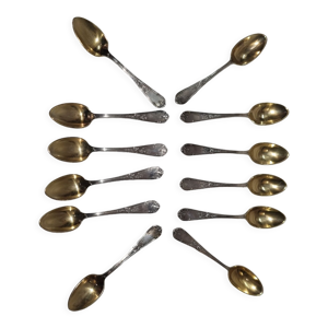 12 cuillères à moka, - argent vermeil