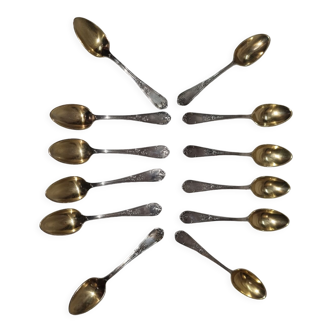12 spoons of mocha, vermeil & silver