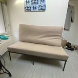 Linen bench with forged legs