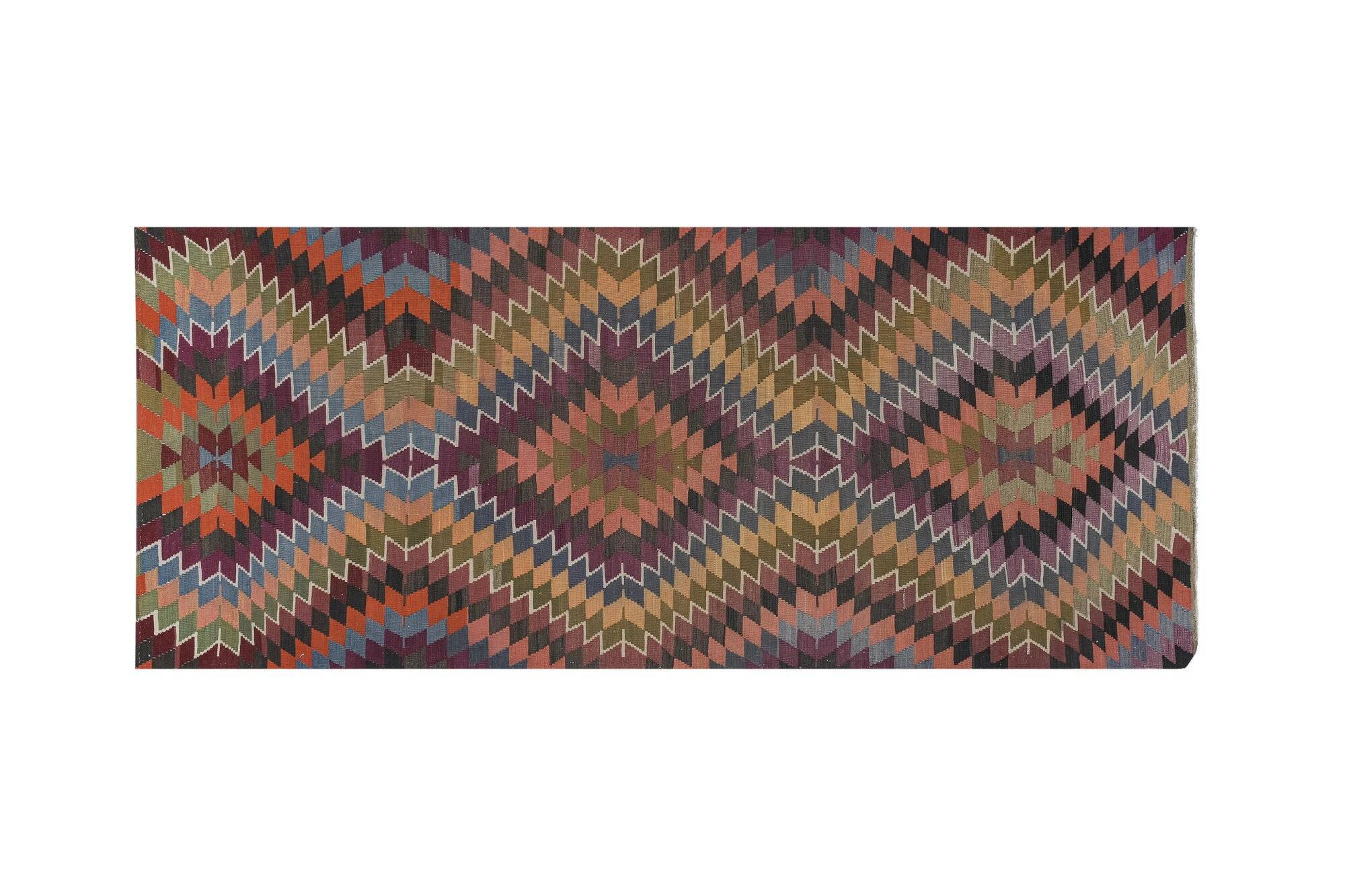 Vintage Turkish kilim handwoven 151x361 cm