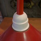 Vintage red enameled sheet metal pendants