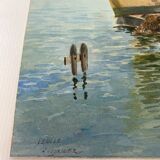 Watercolor illustration on cardboard