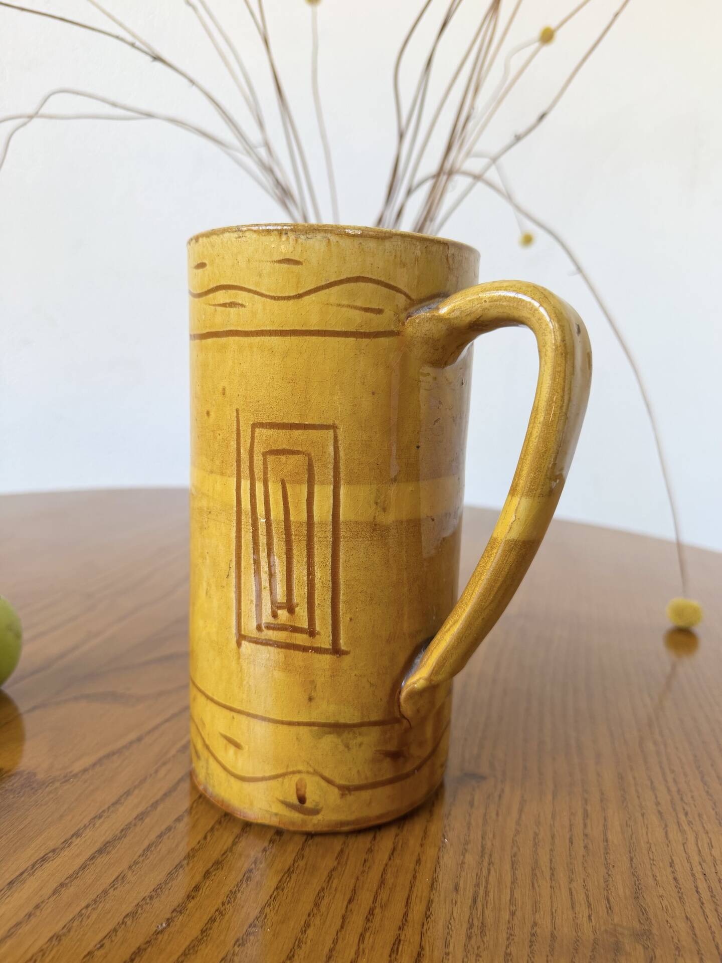 Vintage yellow glazed stoneware jug