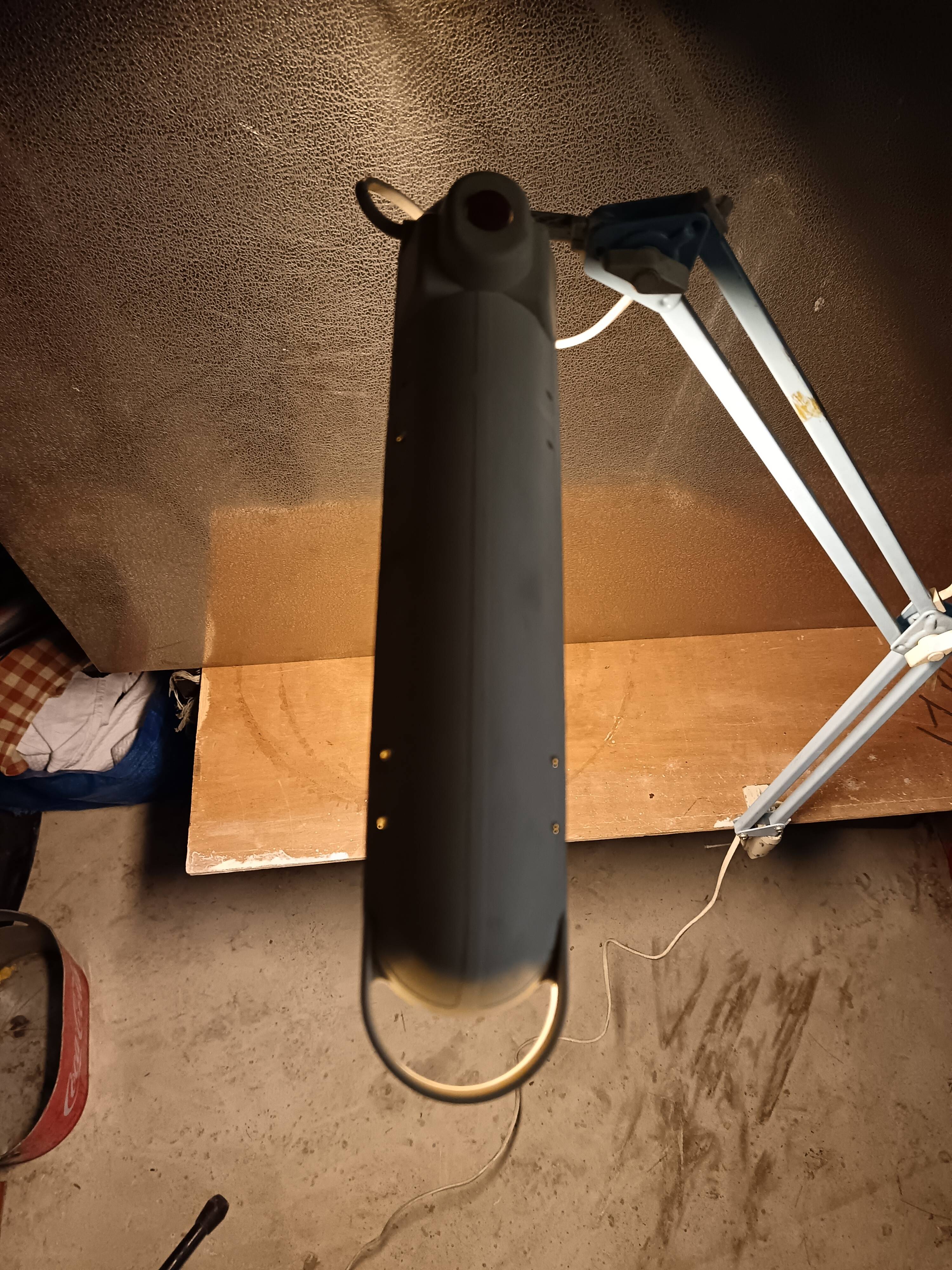 Articulated blue desk lamp