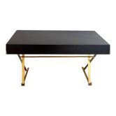 Console desk NV Gallery black wood and brass, 3 drawers.
