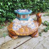 Porte plante tortue en céramique émaillée, 1980