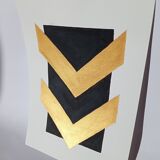 Abstract painting with gold supremacist style