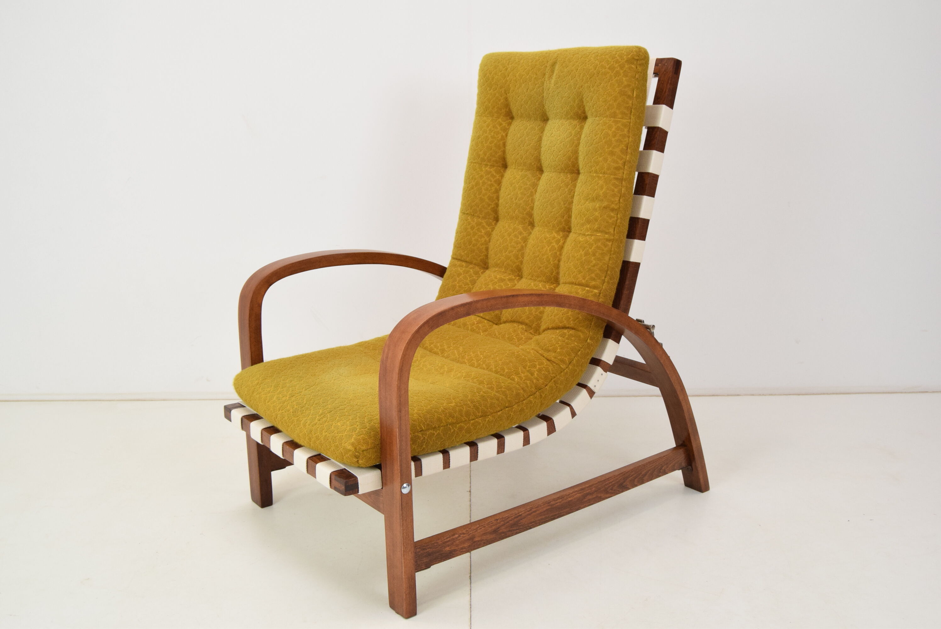 Art-deco adjustable armchair, designed by Jindrich Halabala,Restored,1930's