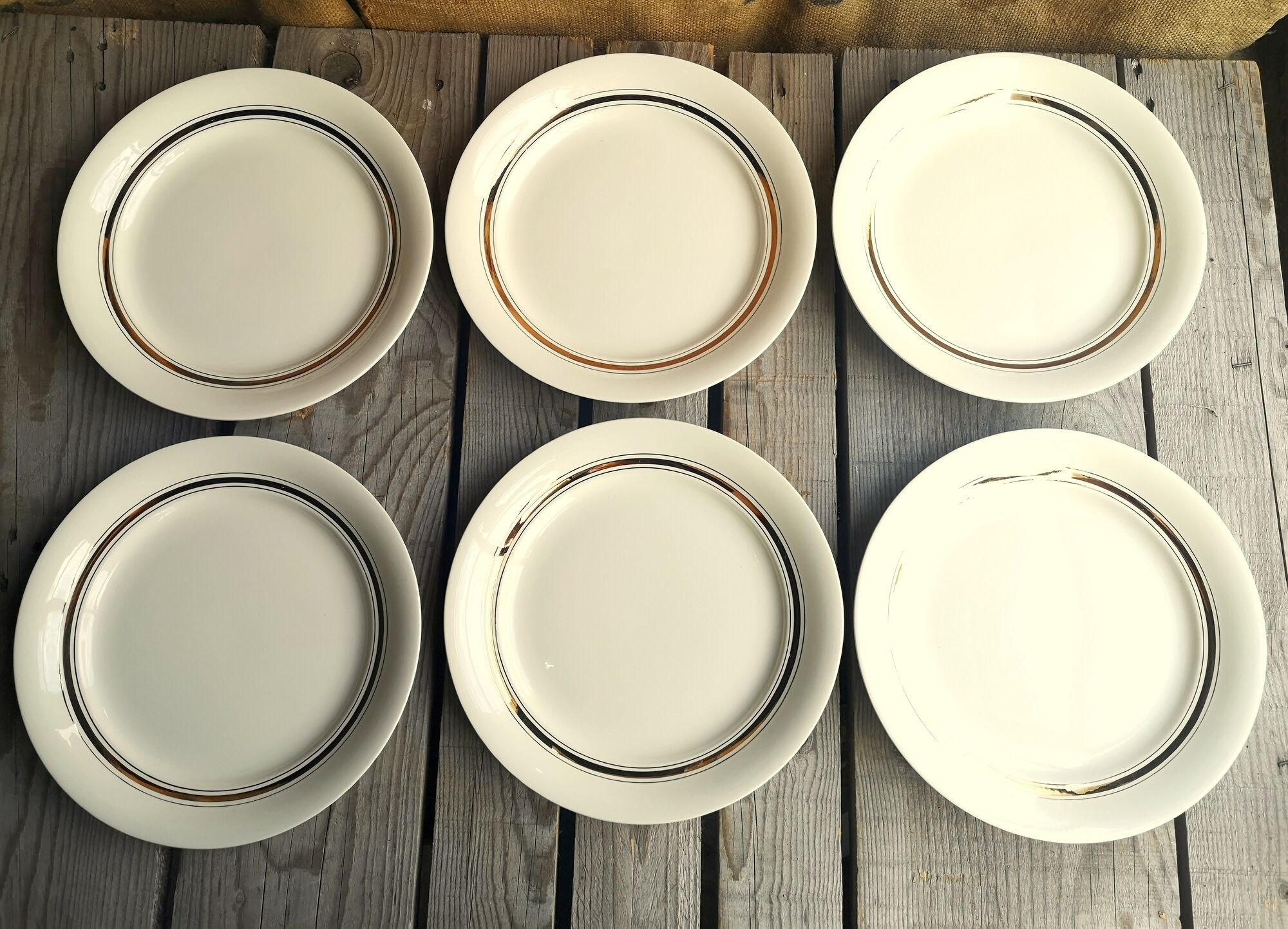 6 vintage cream plates with golden fillet by Villeroy Boch