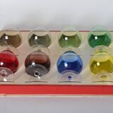 Multicolored cognac glasses