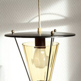 Scandivave amber glass metal and copper suspension lamp
