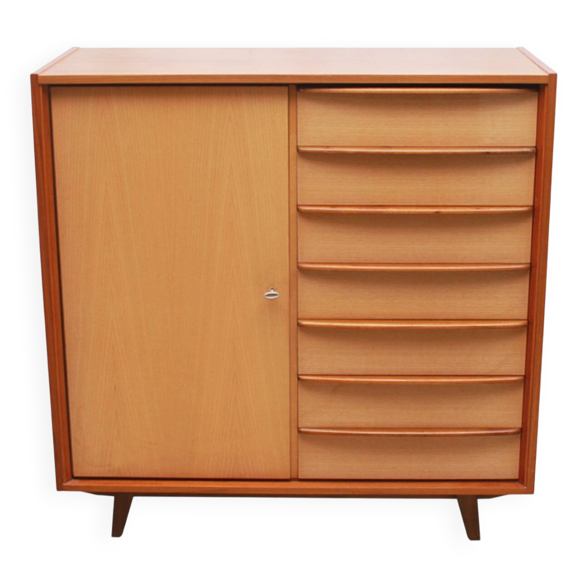 1950s chest of drawers bicolor maple/walnut