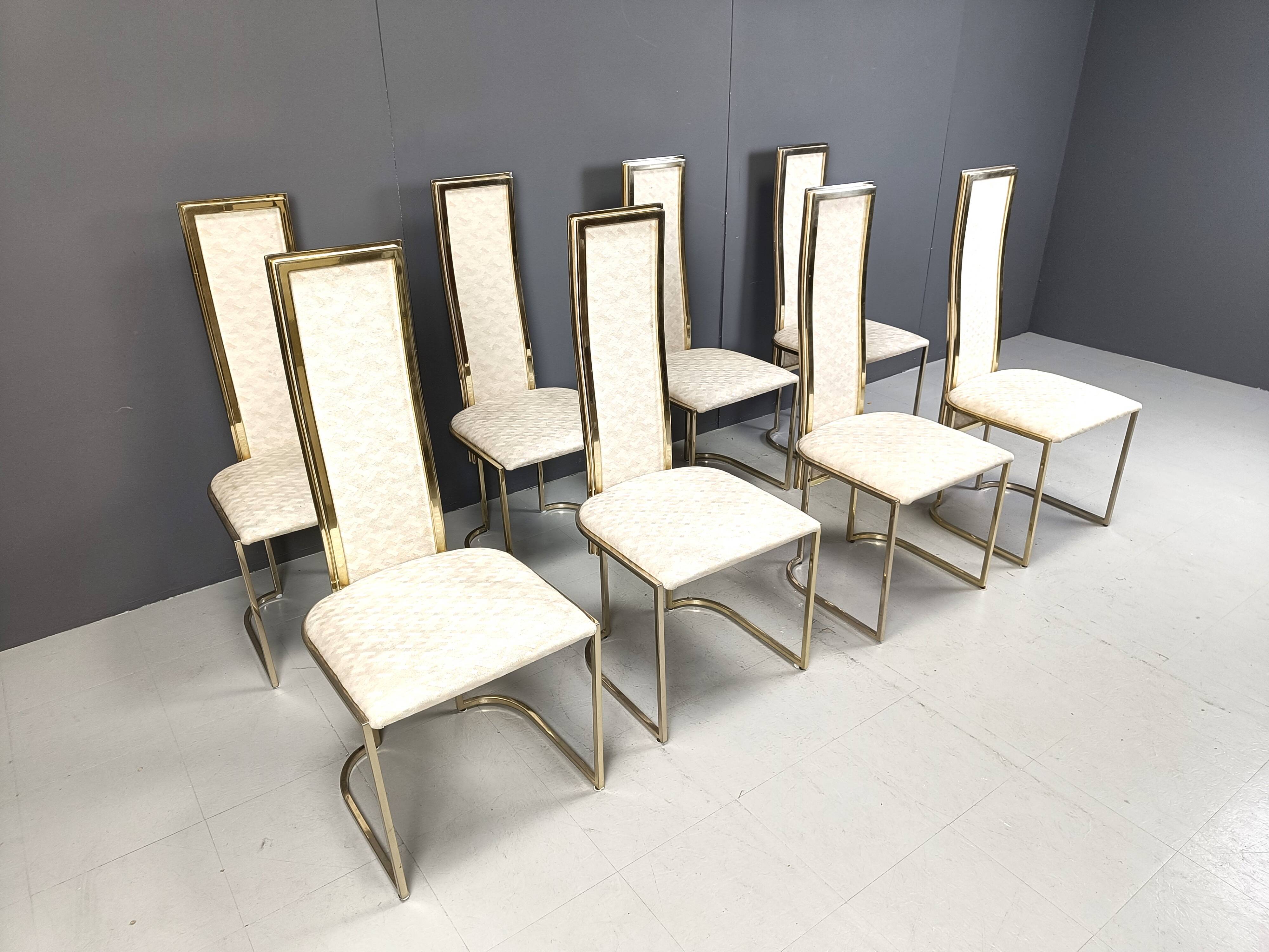 Vintage brass dining chairs by Belgo chrom, 1970s - set of 8