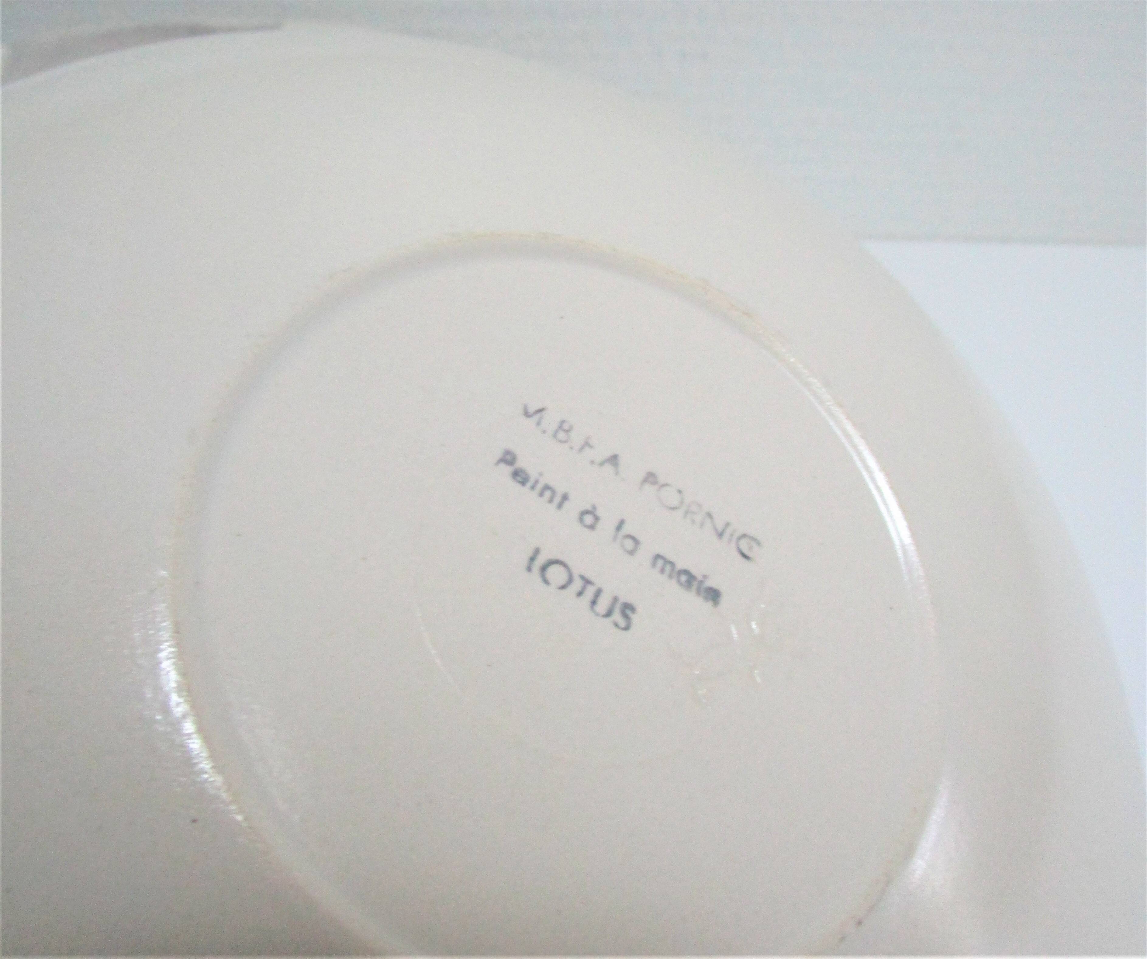 Ten Pornic design plates from the 60s, "Lotus" model