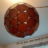 Vintage Round and Colored Glass Pendant Light