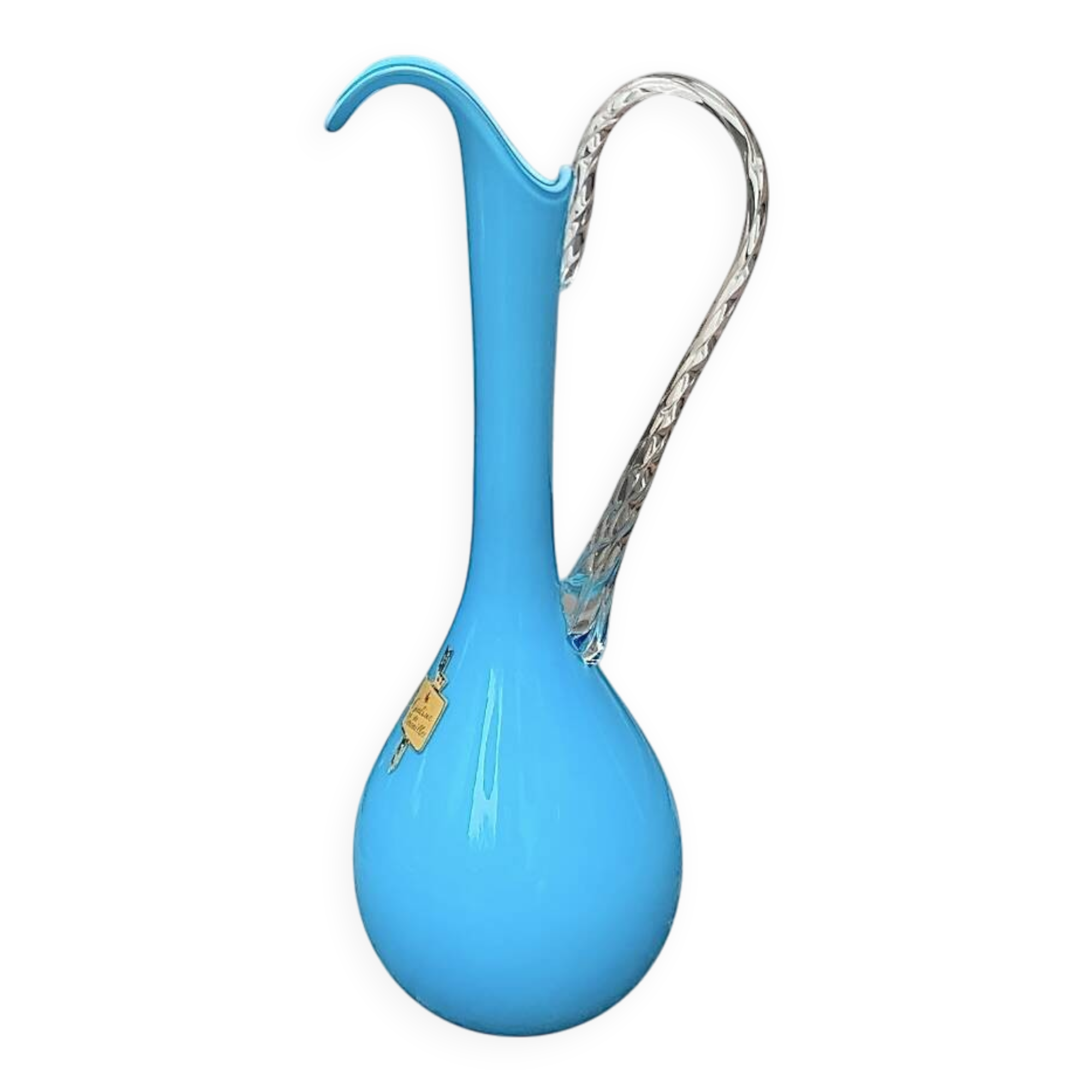 Antique turquoise opaline pitcher vase from Versailles – 1960s