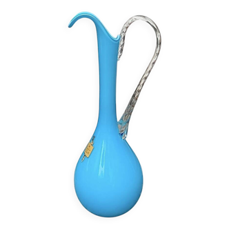 Ancien vase pichet en opaline turquoise de Versailles – années 60